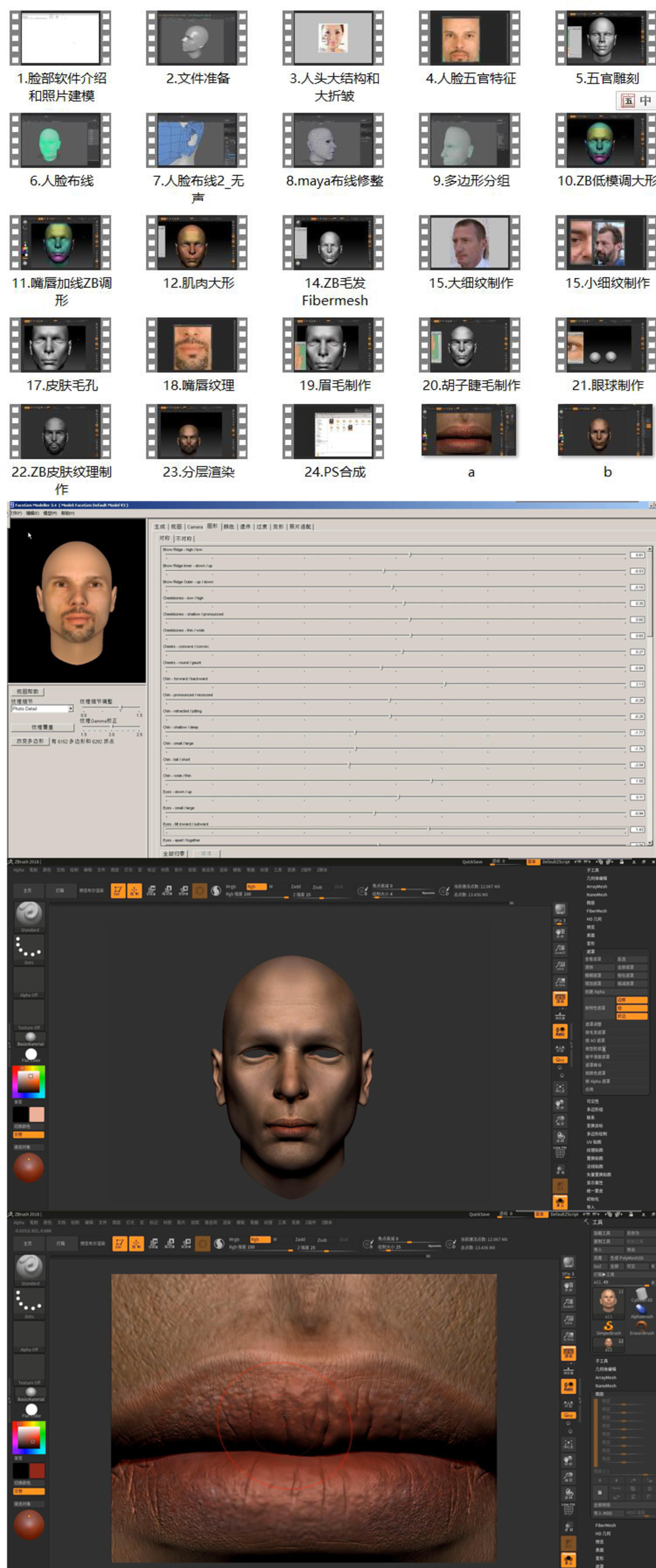 脸部照片建模软件facegen和zbrush2018配合制作高精度人头培训班